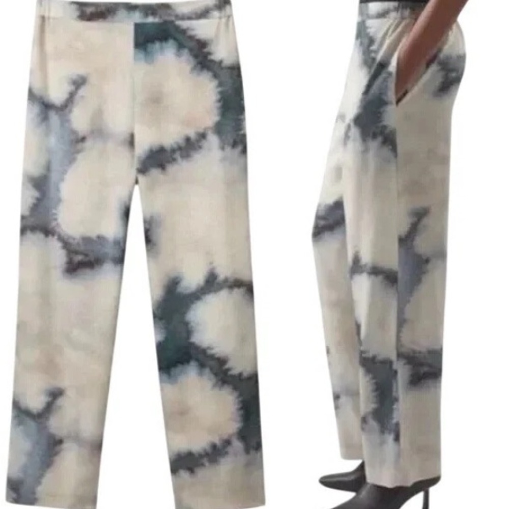 COS Women’s Pants Tie Dye Watercolor Straight Leg Pants Pull on Size S Cotton